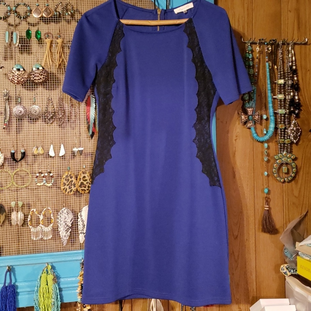 Sugar lips blue with black lace dress